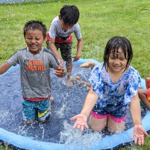 Splashing kids